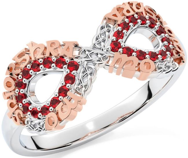 Ruby White Rose Gold Celtic Infinity Irish 