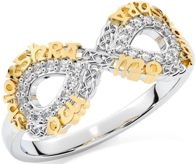 Diamond White Yellow Gold Celtic Infinity Irish 