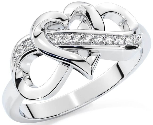 Gems One Diamond Infinity Love Heart Knot Ring In Sterling Silver
