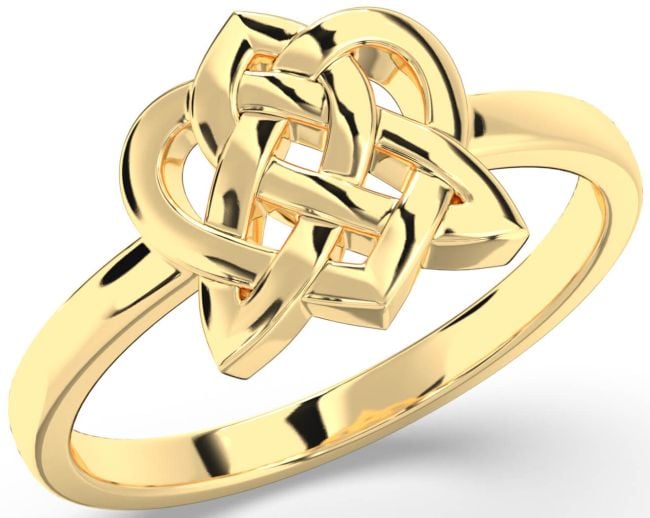 Gold Celtic Trinity Knot Heart Ring