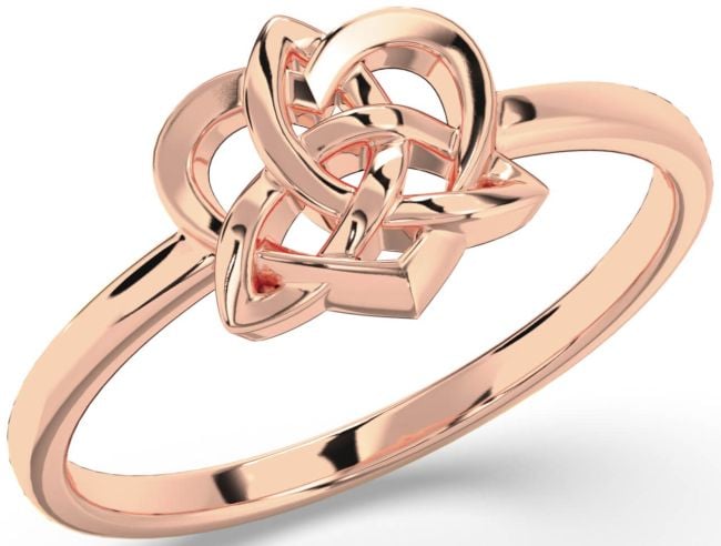 Rose Gold Silver Celtic Trinity Knot Heart Ring