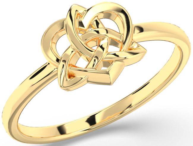 Gold Silver Celtic Trinity Knot Heart Ring