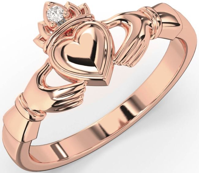 Diamond Rose Gold Claddagh Ring