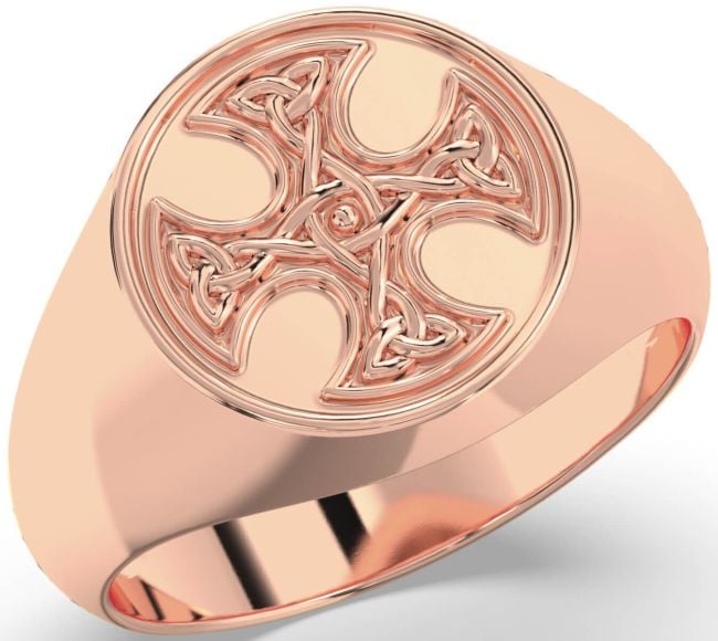 Rose Gold Celtic Cross Signet Ring