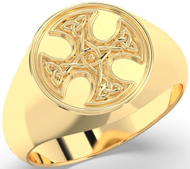 Gold Celtic Cross Signet Ring