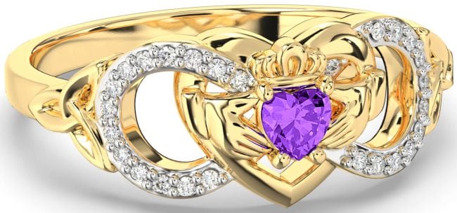 Diamond Amethyst Gold Silver Infinity Claddagh Heart Celtic Trinity Knot Ring