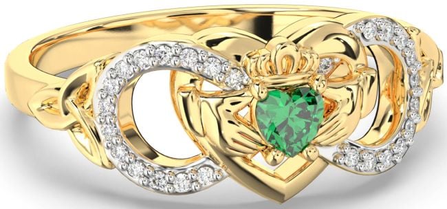 Diamond Emerald Gold Infinity Claddagh Heart Celtic Trinity Knot Ring