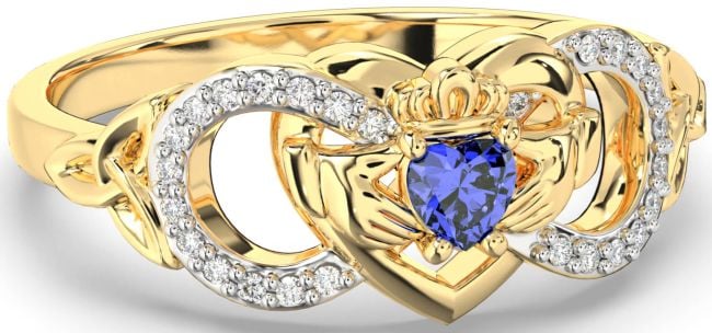 Diamond Sapphire Gold Infinity Claddagh Heart Celtic Trinity Knot Ring