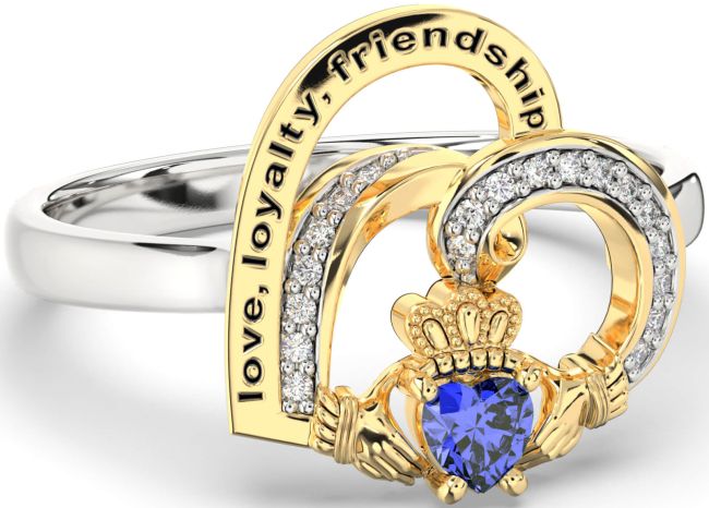 Diamond Sapphire Gold Silver Irish Claddagh 