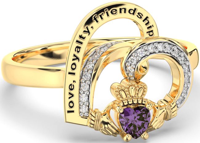 Diamond Alexandrite Gold Irish Claddagh 