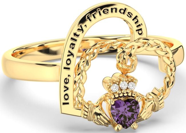 Diamond Alexandrite Gold Silver Irish Claddagh 