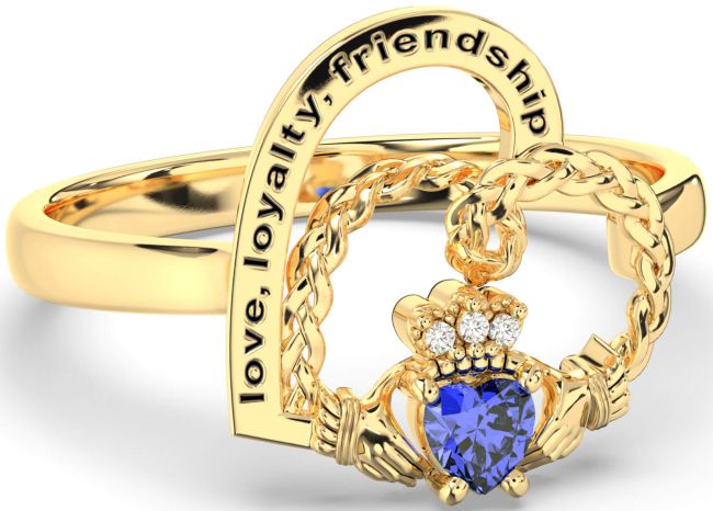 Diamond Sapphire Gold Silver Irish Claddagh 