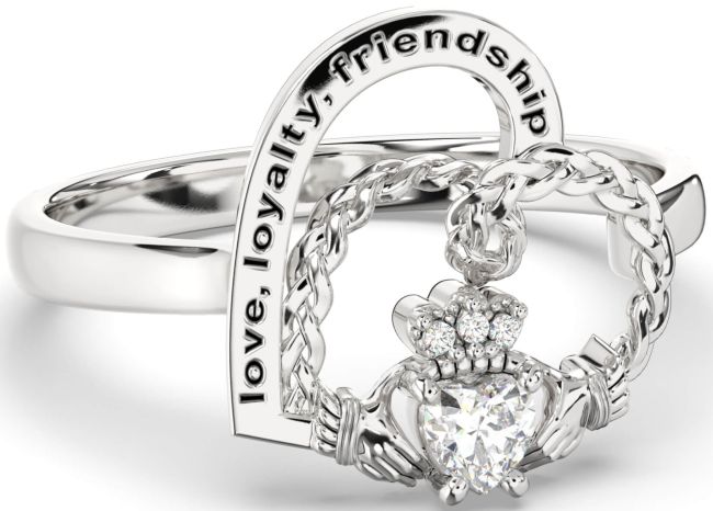 Diamond Silver Irish Claddagh 