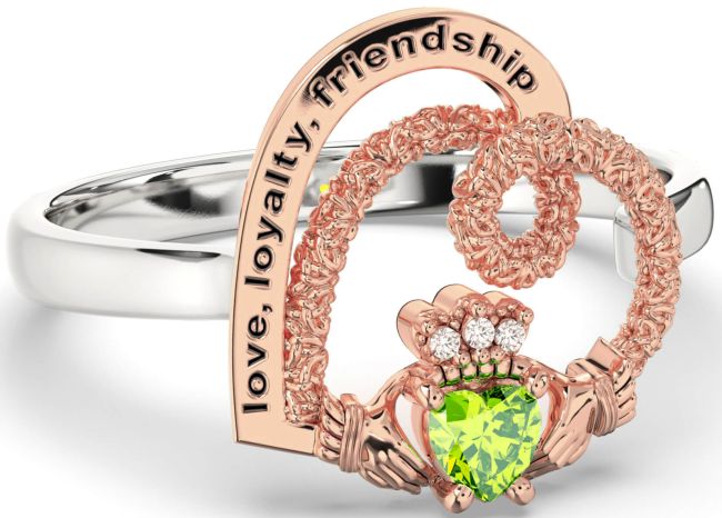 Diamond Peridot Rose Gold Silver Irish 