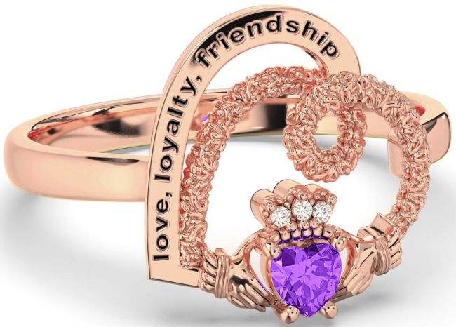 Diamond Amethyst Rose Gold Silver Irish 