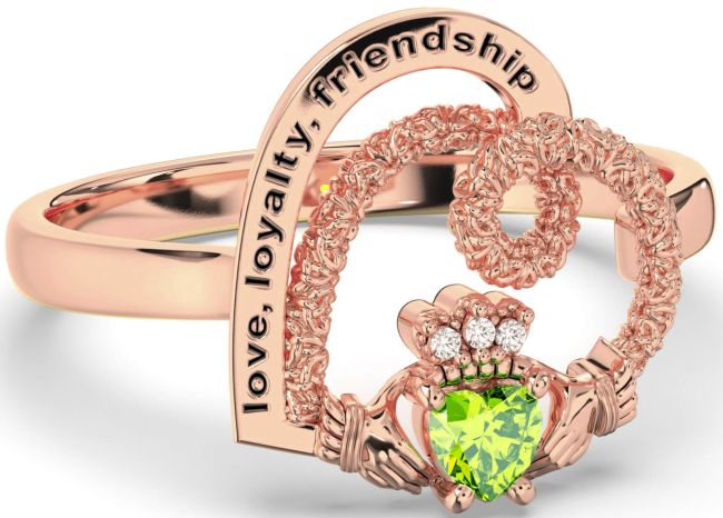 Diamond Peridot Rose Gold Silver Irish 