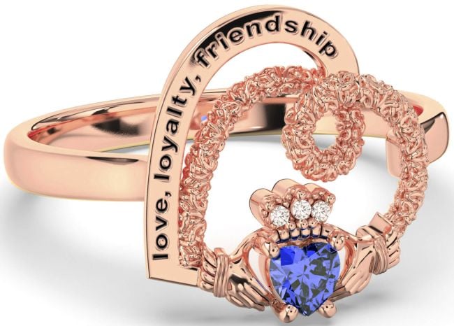 Diamond Sapphire Rose Gold Silver Irish 