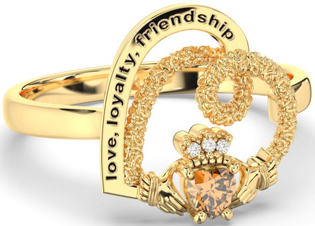 Diamond Citrine Gold Silver Irish 