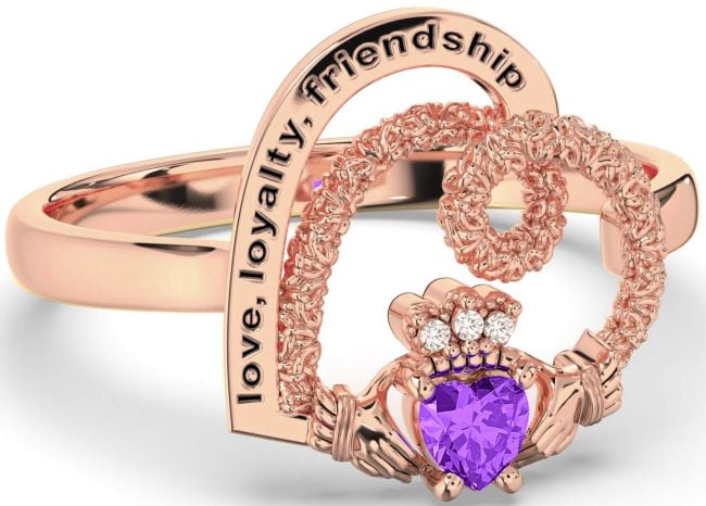 Diamond Amethyst Rose Gold Irish 