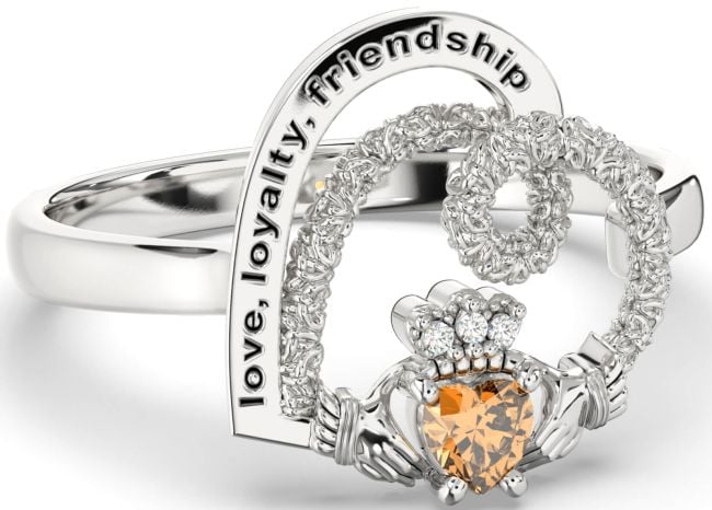 Diamond Citrine Silver Irish 