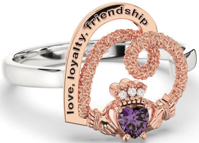 Diamond Alexandrite Rose Gold Silver Irish 