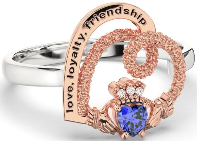 Diamond Sapphire Rose Gold Silver Irish 