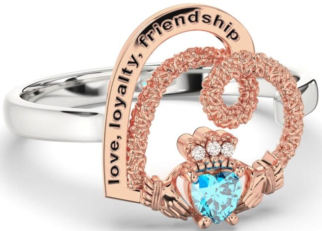 Diamond Topaz Rose Gold Silver Irish 