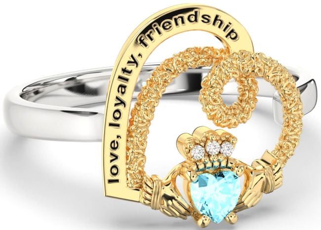 Diamond Aquamarine Gold Silver Irish 