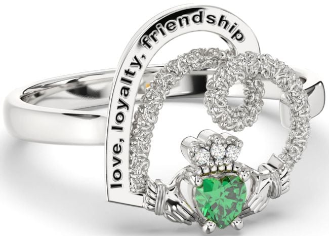 Diamond Emerald White Gold Irish 