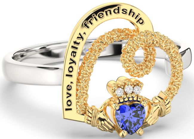 Diamond Sapphire White Yellow Gold Irish 