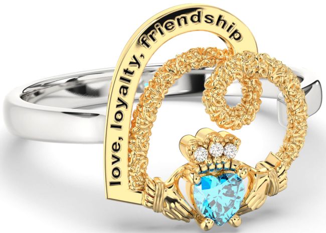 Diamond Topaz White Yellow Gold Irish 