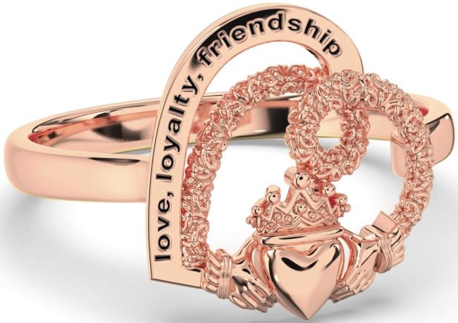 Rose Gold Silver Heart Claddagh Irish 