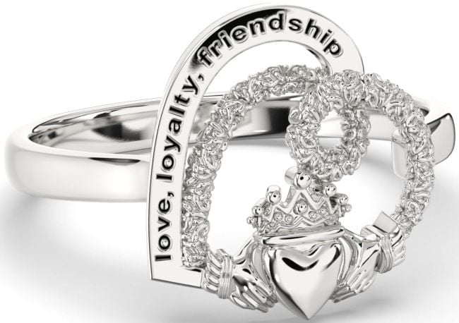 Silver Heart Claddagh Irish 