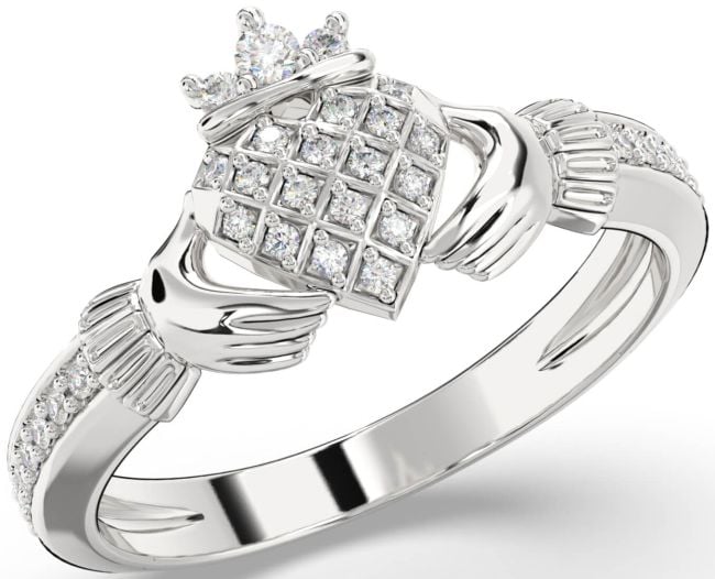 Diamond Silver Claddagh Ring