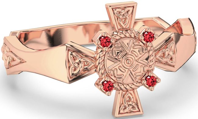 Ruby Rose Gold Silver Celtic Warrior Trinity Knot Sword Ring Mens Ladies Unisex