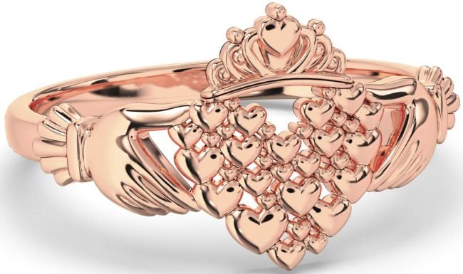 Rose Gold Silver Claddagh Heart Ring