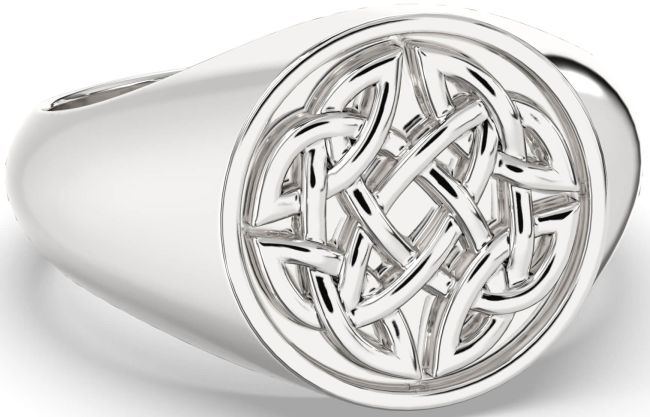 White Gold Celtic Ring Mens Ladies Unisex