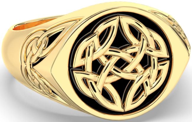 Gold Silver Black Rhodium Celtic Ring Mens Ladies Unisex