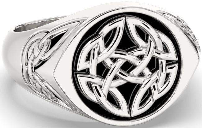 White Gold Black Rhodium Celtic Ring Mens Ladies Unisex