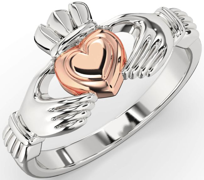 White Rose Gold Claddagh Ring