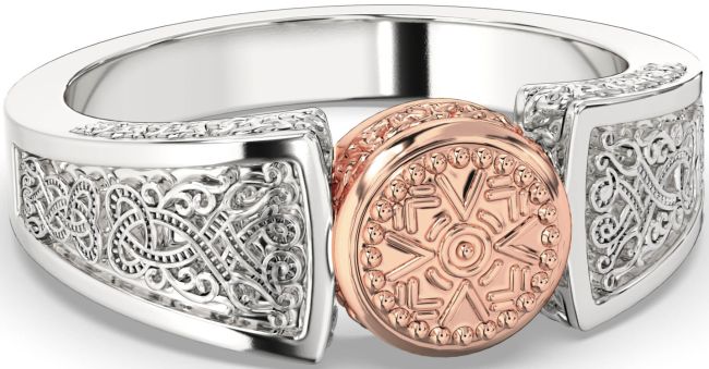 Rose Gold Silver Warrior Celtic Trinity Knot Ring Mens Ladies Unisex