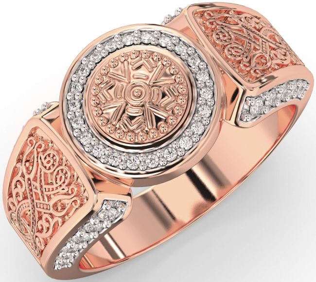 Diamond Rose Gold Silver Celtic Warrior Ring Mens Ladies Unisex