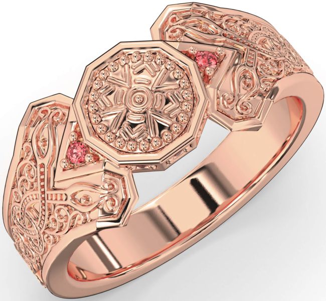 Ruby Rose Gold Silver Celtic Warrior Signet Ring Mens Ladies Unisex