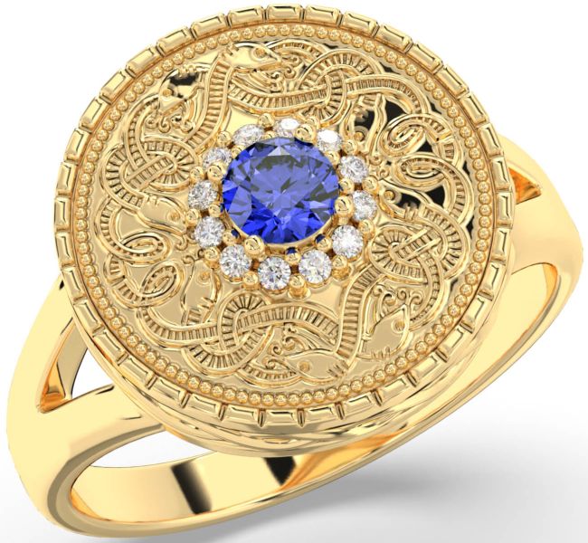 Forever Safeguard-Gold Diamond Navy Enamel Evil Eye Ring