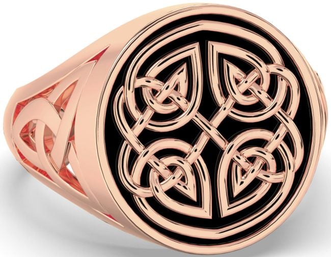 Men's Rose Gold Silver Black Rhodium Celtic Trinity Knot Ring