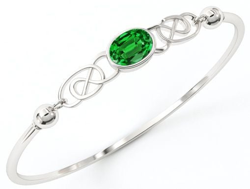 Silver Emerald Irish Celtic Knot Bracelet