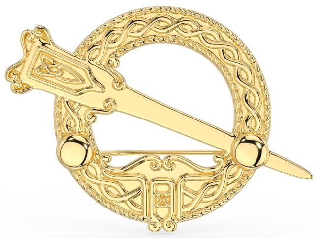 14K Yellow Gold Solid Silver Celtic Ardagh Brooch