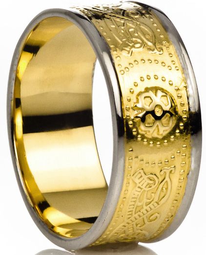 Mens Two Tone Yelow & White Gold over Silver Celtic 