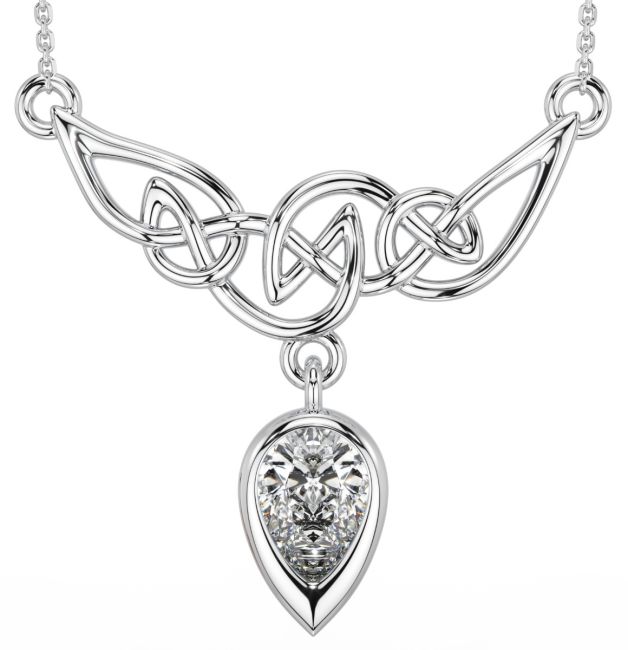 Diamond Silver Celtic Necklace