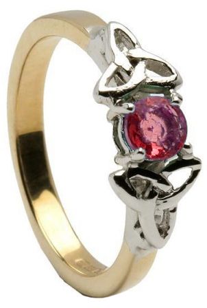 10K/14K18K Two Tone Yellow and White Gold Genuine Ruby Engagement Ring